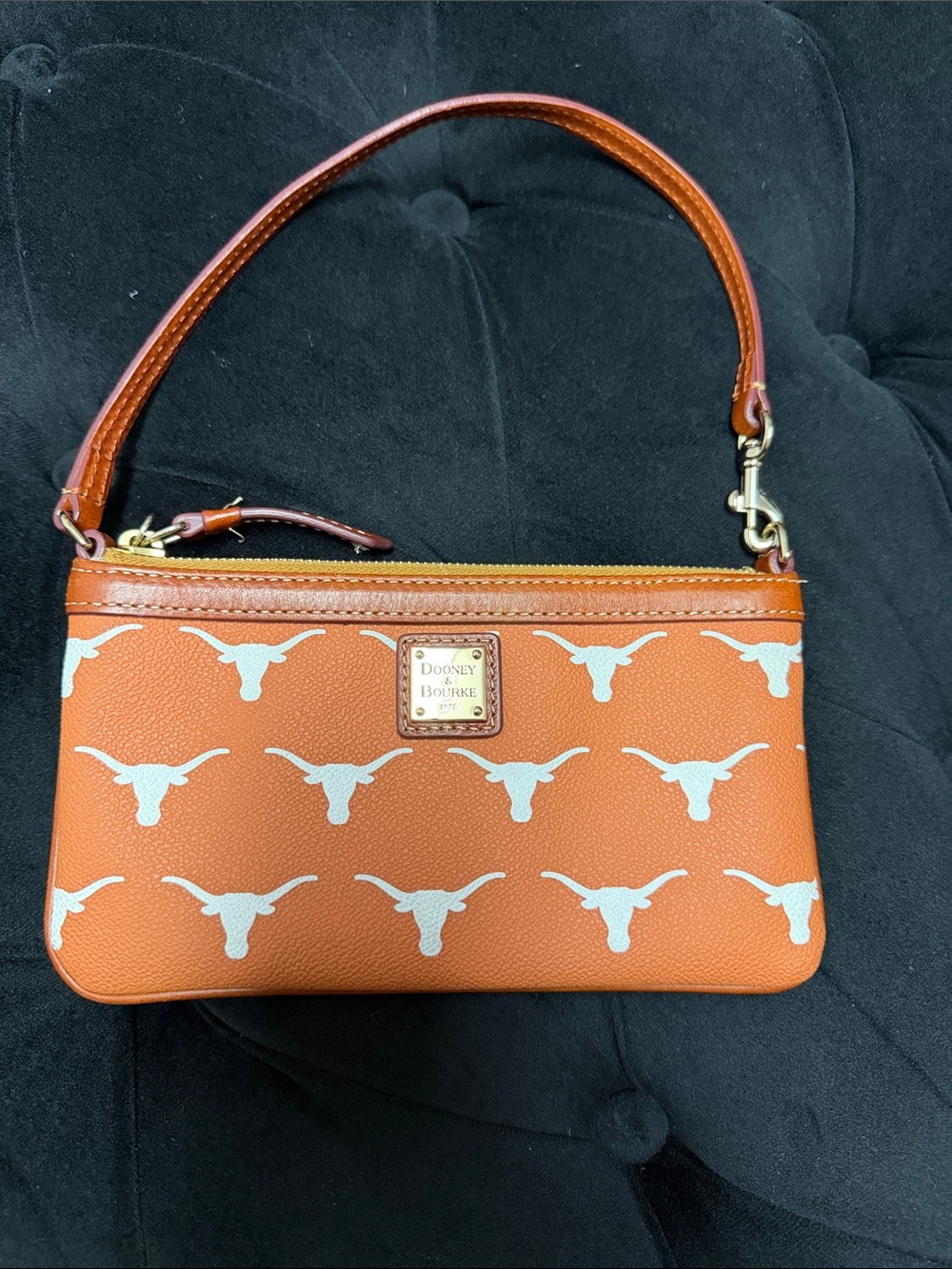 Dooney & Bourke Orange Longhorn Pattern Wristlet